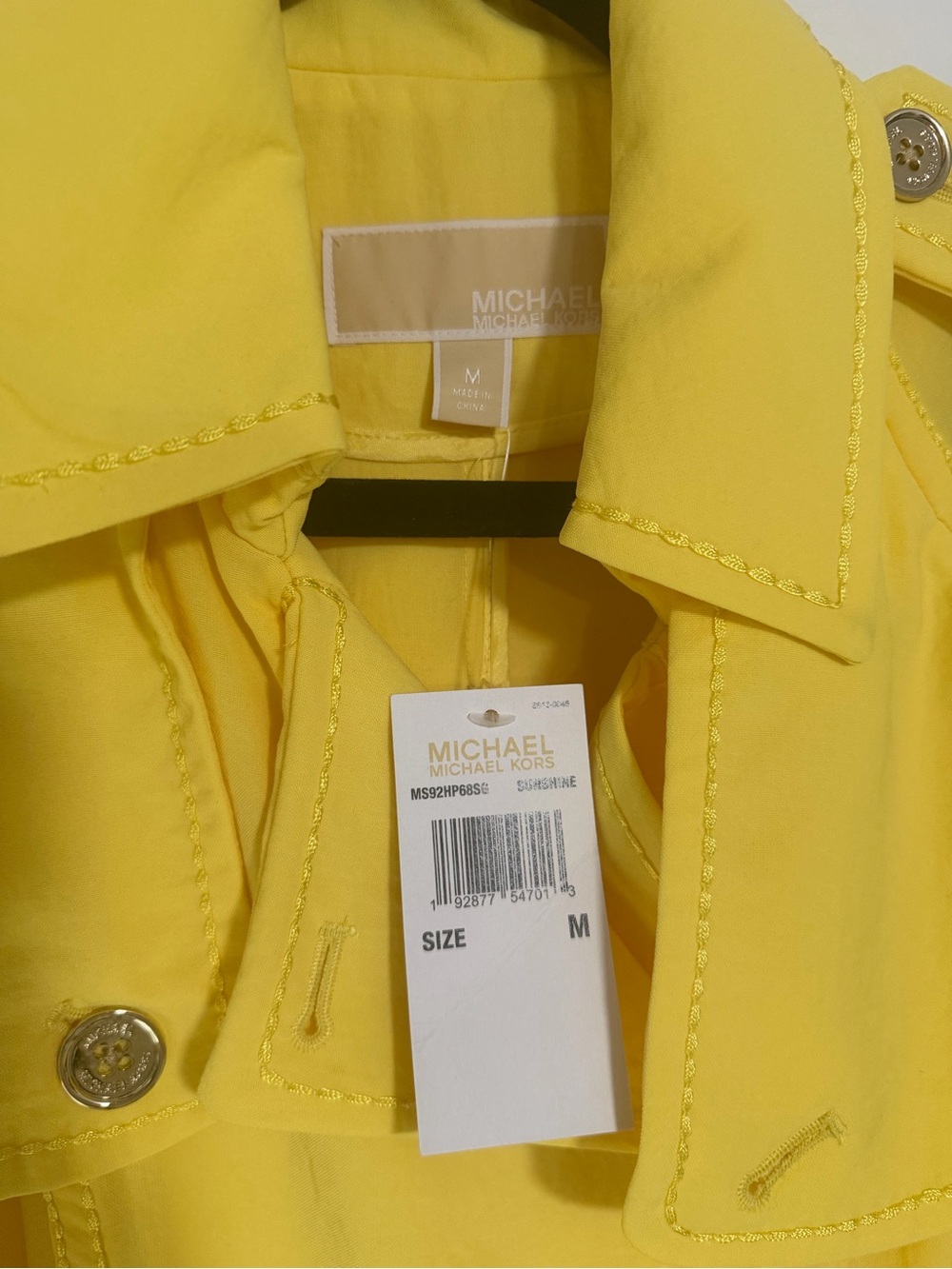 Michael Kors Yellow Lightweight Trench Coat NWT - Picture 4 of 4
